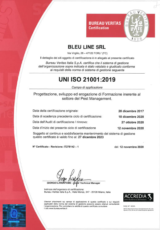 Sistema di Gestione della Formazione Certificato ISO 21001
