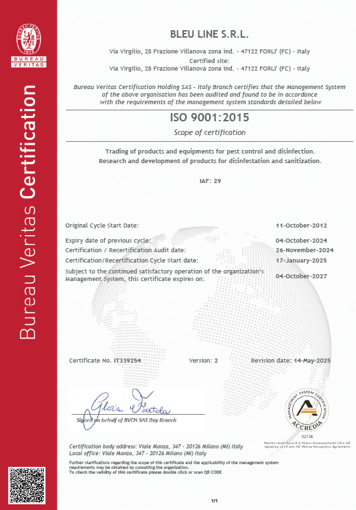 Sistema di Gestione della Qualità Certificato ISO 9001:2015